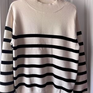 Striped Black and Cream Women's Sweater